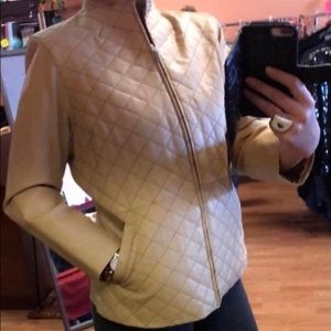 PAMELA MCCOY Leather Jacket Tan Size Large NWOT